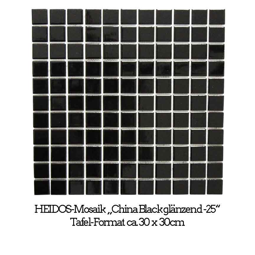 HEIDOS-Mosaik "China Black Glossy" : schwarz glänzendes Mosaik