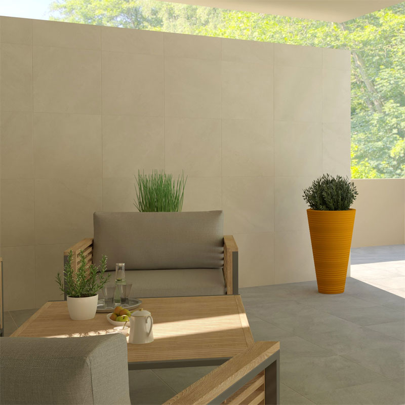 Feinsteinzeug im Format 60x60cm in 2cm Stärke für den Außenbereich